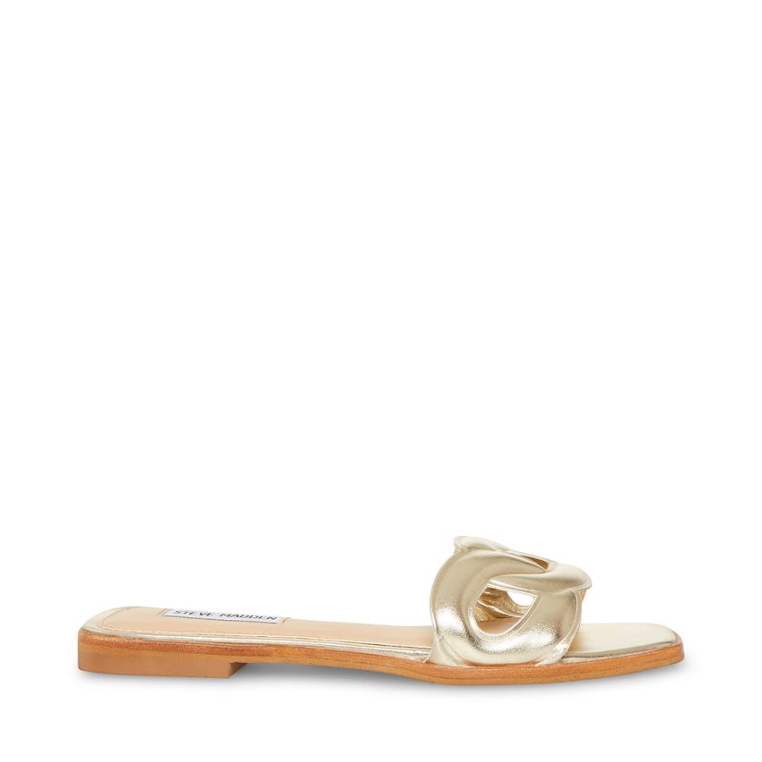 Gold Steve Madden Helene Women\'s Slides | PH 8260ZJN